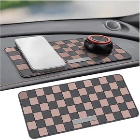 Anti-Slip Car Dashboard Pad, 11.8"*5.9" Non-Slip Vehicle Dash Gripping Mat, Multifunctional Sticky Auto Magic Dashboard Decor Pad for Phone Key Sunglasses for SUV, RV, Truck（Black/Brown）
