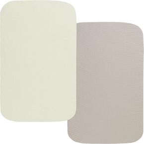 Muslin Bassinet Sheets 33" x 19" Compatible with Mika Micky, KoolaBaby (3 in 1), BabyBond, HARPPA and RICUTON Bedside Bassinet, 2 Pack for Baby Boy and Girl, Natural and Rainbow