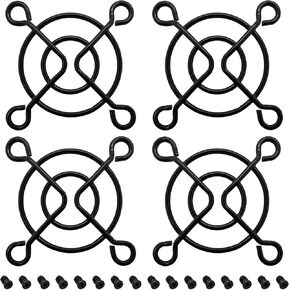 HiQltyla 140mm Fan Grill with Screws, Desktop Computer Case Fan Grills for 140mm Fans, Black Color - 4 Pack