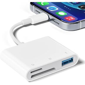 SD Card Reader for iPhone iPad, Micro SD Card Reader Memory Card Reader with USB Adapter Plug and Play Trail Game Camera SD Card Viewer Supports SD and TF Card Micro SD Card Adapter No App Required