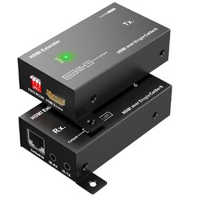 1080p@60Hz HDMI Extender Over Single Cat5e/Cat6/Cat 7, Up to 164 FT, HDMI Over Ethernet, Supports Bidirectional IR, 3D, HDCP, EDID, POC