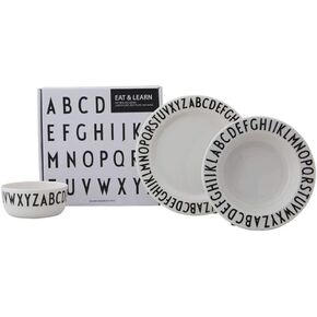 Design Letters Eat&Learn toddler dinnerware gift set for baby and kids | Includes 3 products – Kids melamine bowl, plate and deep plate | Kids plates and bowl set | BPA, BPS- Free and Dishwasher safe