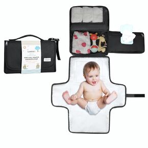 LANDICI Portable Diaper Changing Pad for Newborn Girl & Boy, Travel Waterproof Baby Changing Pad with Smart Wipes Pocket, Detachable Diaper Changing Mat, Gifts for Baby Newborn Essentials, Grey