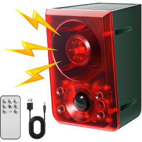 Solar Outdoor Motion Sensor Alarm Motion activated deer deterrent Barking dog alarm motion activated-Dog Barking&Gunshot Sound,Support Recording,130db Loud Noise Maker,3 Work Modes Strobe Light