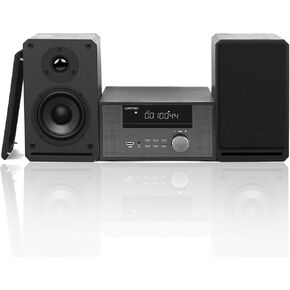 Home Stereo System,LONPOO Audio Amplifier and Passive Bookshelf Speaker Pair, 100 Watts RMS, Micro Component with CD Player,FM Tuner,Aux-in,USB Playback,Wireless Streaming & Earphone Port