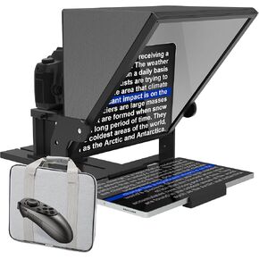 16-inch HD Wide-Angle teleprompter, manually Adjustable in Height and Compatible with Multiple Devices, with Remote Control and Free teleprompter app(16 inch)