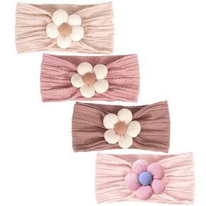 4 Pcs Baby Flower Headbands Nylon Super Stretchy Soft Headbands Baby Girl Accessories for Newborn Infant Toddler and Kids