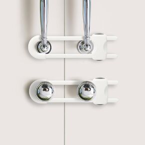 Baby Proofing Cabinets, Sliding Cabinet Locks for Babies, Adjustable U Shaped Baby Safety Locks, Childproof Cabinet Latch for Kitchen, Bathroom, Drawer, Cupboard Doors Knobs & Handles (2Pack White)