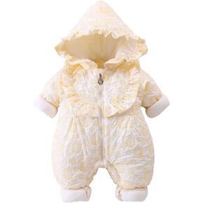 Newborn Baby Girl Winter Coat Toddler Hooded Snowsuit Jacket Thickened Cute Floral Jumpsuit Outfit