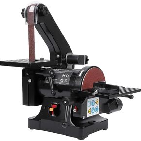 1 x 30 Inch Belt Sander with 5 Inch Disc Sander, Powerful Bench Sander with 2.1A Powerful Motor for Woodworking, (8 * 80 Grit Sandpaper, 4 * 100 Grit Sandpaper)