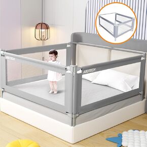 Bed Guard Rail for Toddlers - 3 Sides Safety Baby Bed Rail Guard with Reinforced Large S-Shape, Infants Height Adjustment Guardrail for Queen King Size Full Size Bed -3 Pack, 78.7x78.7x74.8"