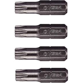 VEGA T45 TORX Security Star Bits. Professional Grade ¼ Inch Hex Shank TORX T-45 S2 Steel 1" Security Star Bits. 125TT45A-4 (Pack of 4)