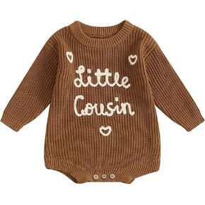 Big Cousin Little Cousin Matching Outfits Toddler Baby Boy Girl Chunky Knit Sweater Romper Sweatshirt Fall Clothes