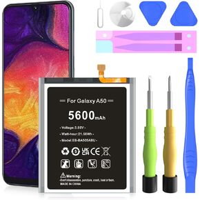 Replacement Battery for Samsung Galaxy A20/A30/ A50,5600mAh High Capacity 0 Cycle Lithium Polymer Battery for Samsung Galaxy A50 A505F /A30 SM-A305 /A20 A205FN A202F /A30s SM-A307 with Tool Kits