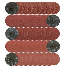50PCS 3 inch Sanding Disc Roll Lock Quick Change Disc Sandcloth Surface Conditioning Disc for Die Grinder Strip Grind Polish Burr Finish Rust Paint Removal 36/60/80/120/240#