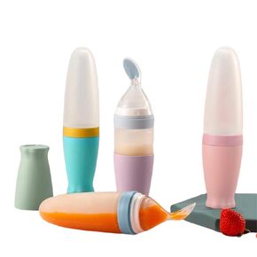 Baby Food Feeder, Silicone Squeeze Spoon Feeder for Infant Food Dispensing and Feeding, 90ml