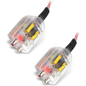2 Pack Car Speaker Output to RCA Line Control Audio Signal Converter, High Frequency to Low Frequency Desgin, CD Player Wiring Adapter, Universal for Most Cars (Transparent)