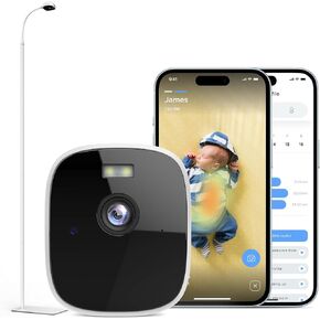 Maliton Smart Baby Monitor with Floor Stand, Baby Monitors with Camera and Audio, 2K Wi-Fi Video & Sound Camera, Sleep Cry Breathing Motion Tracker, 2-Way Audio, Night Vision AI Monitoring with App