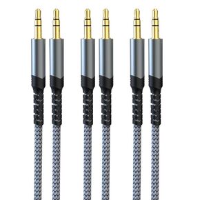 Aux Cable 3 Pack (4ft, Hi-Fi Sound) Aux Cord 3.5mm Audio Cable Nylon Braided Male to Male for Car, Truck, Headphones, External Speaker, Soundbar