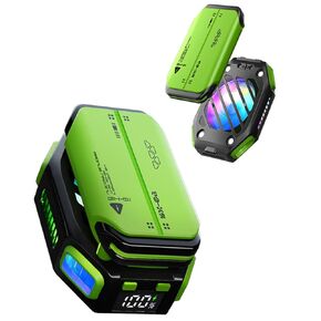 ACEDAYS Magnetic Phone Cooler with Rechargeable Battery,Phone Cooling Fan with RGB LED Semiconductor Cooling, Phone Radiator with Temperature Display for Mobile Gaming,Tiktok Live Streaming（Green）