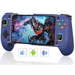Mobile Game Controller for iphone/Android with Case Support,Upgrade Hall Effect Wireless Gaming Controller,Retractable Phone Controller with RGB Support PS Remote Play,Xbox Cloud,Call of Duty,Roblox
