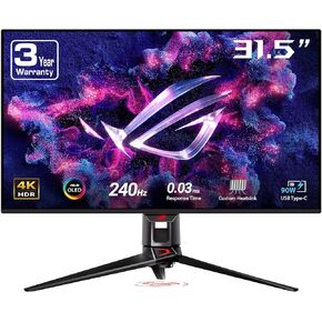 ASUS ROG Swift 32" 4K OLED Gaming Monitor (PG32UCDM) - UHD (3840 x 2160), QD-OLED, 240Hz, 0.03ms, G-SYNC Compatible, Custom Heatsink, Graphene film, 99% DCI-P3, True 10-bit, 90W USB-C, 3 year warranty