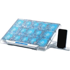 ICE COOREL Gaming Laptop Cooling Pad with 15 RGB Cooling Fans, Fully Transparent Laptop Fan Cooler Pad for 15-21 Inch, Gaming Laptop Cooler Stand with 8 Height Adjustable, USB Port and Type-C Port