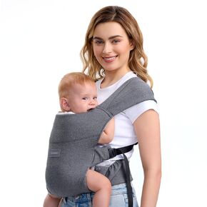Portable Baby Carrier, Spreadable Wide Shoulder Straps with Ergonomic Support, Lightweight and Compact Baby Wrap Carrier, Cozy Fabric Care for Baby’s Skin, Promotes Healthy Development, Grey