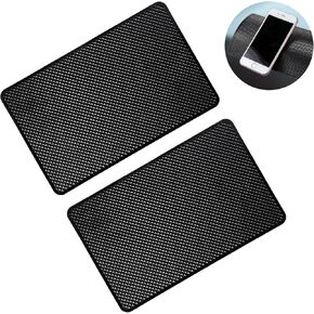 2PCS Car Dashboard Anti-Slip Dirt Mat, 7.5" x 4.72" Universal PVC Sticky Adhesive Gripping Pad Washable Non-Slip Mat for Auto Vehicle Phones Glasses Keys