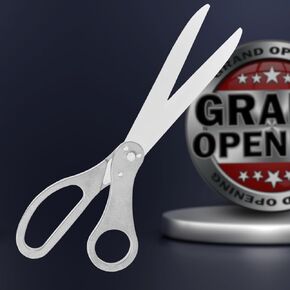 25" Giant Ribbon Cutting Scissors Silver — Heavy Duty Extra Large Grand Opening Ribbon Cutting Ceremony Scissors for Grand Openings Inaugurations Ceremonies & Special Events