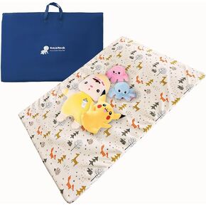 Pack and Play Mattress| Playpen Breathable Crib Mattress (38"x26"x1")| Waterproof and Portable Mattress for for Toddler & Baby| Dual-Sided Foam with Animal Printed Cover and Plush Toy|