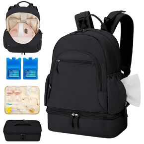 Breast Pump Backpack for Spectra S1 and S2 with Removable Cooler Compartment, Pumping Bag for Pump Accessories, Breast Pump Bag for Work, Travel and Family Use Pink