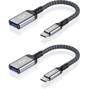 2-Pack USB 3.0 to USB C Male Adapter, Type-C Male to USB Female, USB C Male to USB A Female Compatible with iPhone 15 Pro/Max, MacBook Pro Air 2024, iPad Pro, Google Pixel, Samsung Galaxy