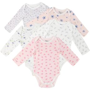 Baby Girls Long-Sleeve Bodysuit,100% Cotton 5 Pack of Baby Girls Onesie,0-24 Months Soft Baby Girls Clothes