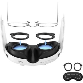 AMVR Lens Protector Set Compatible with Meta/Oculus Quest 3 Accessories,Glasses Spacer for Quest 3 Lenses,Soft Silicone Rings Protect Prescription Glasses