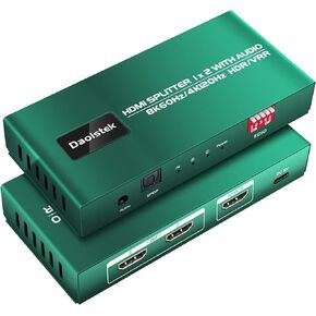 HDMI 2.1 الفاصل 1 في 2 خارج 4K 120 هرتز صندوق مزامنة هوى 8k hdmi الفاصل 1 في 2 خارج ps5 hdmi 2.1 الفاصل 4k 120 هرتز 1 في 2 خارج ps5 hdmi الفاصل 1 في 2 خارج 4k 120 هرتز ps5 الصوت Spdif + 3.5 خارج Daoistek