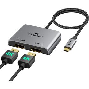 USB C to Dual DisplayPort Splitter Extended Display Adapter (4K@60Hz) USB Type C to Display Port Dual Monitor Converter, USB C to DP 1.2 Hub for Dell XPS 13 15,Lenovo Yoga, Chromebook,HP etc