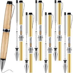 6 Pcs Woodturning Pen Kit with Refill Twist Pen Kit for Woodturning Bulk Lathe Turning Supplies for DIY Pen Making for Men Friend Teacher Gifts, Black, Sliver