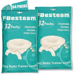 64 Packs Potty Bags - Disposable Travel Potty Liners with 200ML Absorbent Pads, Portable Potty Bags Compatible with OXO Tot 2-in-1 Go Potty, Potty Training Toilet Seat Liner for Toddlers Kid