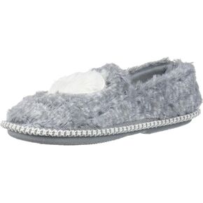Dearfoams Unisex-Child Mia Kids faux faux fur Closed Back with Heart Detail Slipper