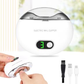 Automatic Electric Nail Clipper, Electric Nail Trimmer with 3-Speeds and LCD Display, Nail Clip Storage, USB Rechargeable Electric Fingernail Clippers for Babies, Children, Adults, Seniors
