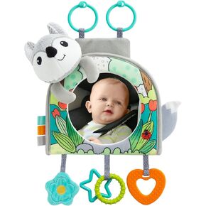 Car Seat Toy, Car Mirror for Baby, Baby Mirror for Car, Baby Car Mirror for Baby Rear Facing, Travel Baby Activity Center with Hanging Engaging Toys for infants Babies 0-6-12-18 Months Boy Girl