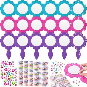 Geetery 20 Pcs Unbreakable Kids Mirror DIY Decorate Your Own Princess Mirror Mermaid Mirrors Princess Foam Mirrors Small Mirrors for Crafts Princess Party Decorations (Pink)