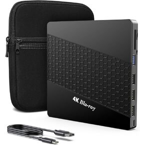 External 4k Blu Ray Drive for PC,Portable 4k UHD Blu Ray Player,SD/TF Port with Carry Case, USB 3.0 HD Blu-Ray Player,DVD+/-RW External Optical Drive for MacBook Pro Windows Laptop