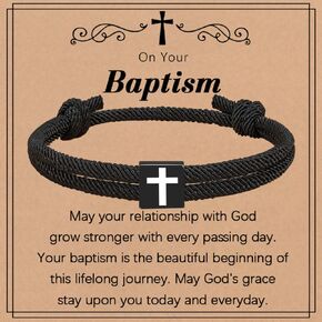 Baptism Gifts for Boys,Braided Rope Cross Bracelet Gift for First Communion Boys,Christian Christening First Holy Communion Gifts for Boys Girls Kids