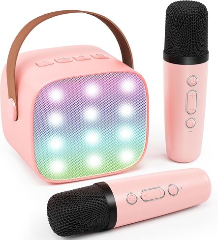 Mini Karaoke Machine with Kids Adults, Portable Bluetooth Speaker 2 Wireless Microphones, Gift for BoyToys 4, 5, 6, 7, 8, 10, 12+ Years Birthday Party (Purple) in Kuwait