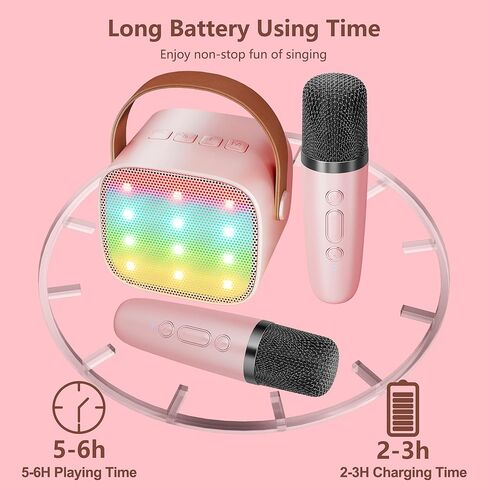 Mini Karaoke Machine with Kids Adults, Portable Bluetooth Speaker 2 Wireless Microphones, Gift for BoyToys 4, 5, 6, 7, 8, 10, 12+ Years Birthday Party (Purple) in Kuwait