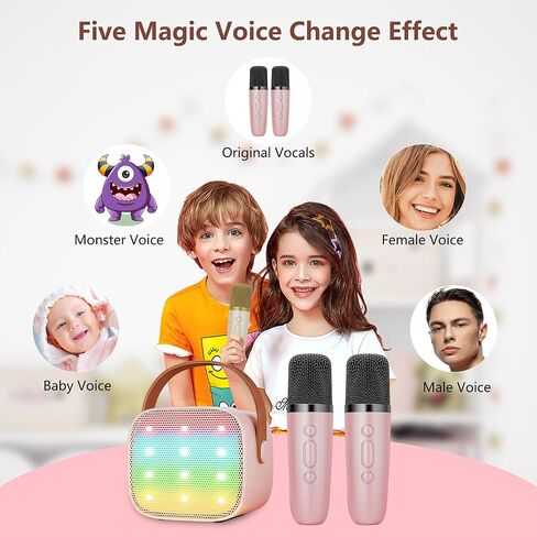 Mini Karaoke Machine with Kids Adults, Portable Bluetooth Speaker 2 Wireless Microphones, Gift for BoyToys 4, 5, 6, 7, 8, 10, 12+ Years Birthday Party (Purple) in Kuwait