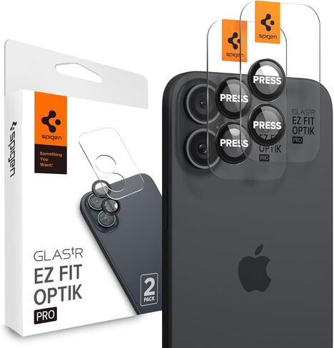 واقي شاشة لعدسة الكاميرا من Spigen [GlasTR EZ Fit Optik Pro] مصمم لهاتف iPhone 16 Plus/iPhone 16 [صديق للحافظة] - أسود [عبوة من قطعتين] in Saudi Arabia