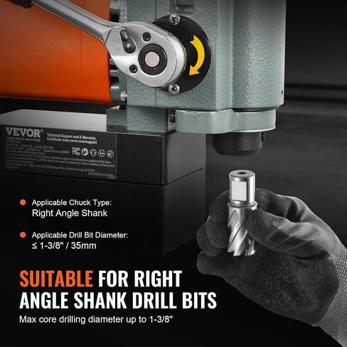 VEVOR Low Profile Mag Drill Press, 1300W 1.38" Boring Diameter, 2422lbf Power Magnetic Drill, 650 PRM, Electric Drilling Machine for Metal Surface, Industrial and Home Improvement in Saudi Arabia